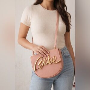 Bebe Blush Crossbody Bag with Gold Accent